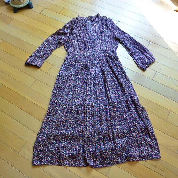 Designer Women's Multi Metallic Long Tiered Shirt Dress Size S - Picture 1 of 14